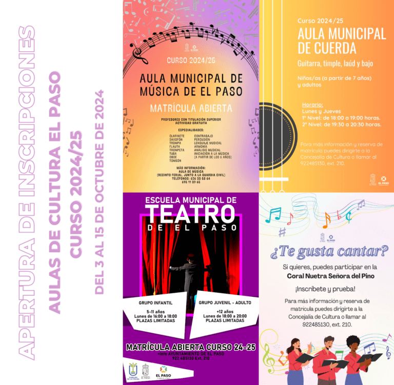 El Paso abre inscripciones para las Aulas y Escuelas Municipales de Promoción Cultural Curso 2024-2025